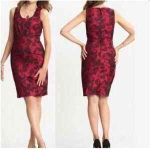 Banana Republic Red Sheath Midi Dress Scoop Neck Sleeveless Size 8